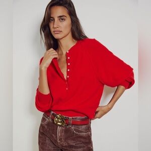 Free People Porta Cashmere Henley Red Size S